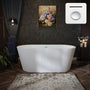 59"/67" Gloss White Acrylic Freestanding Bathtub with Fluted Oval Design