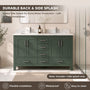60" Deep Olive Green Double Sink Bathroom Vanity with Engineering Stone Top & 2 Basins