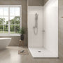 60"x32"x96" SMC Shower Wall Panel Kit with Small Subway Tile Pattern with Matte White / Glossy White Finish