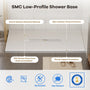 60"x36" White/Calacatta Curbless SMC Shower Base with Flamed Rock Slip-Resistant Surface, Center Drain