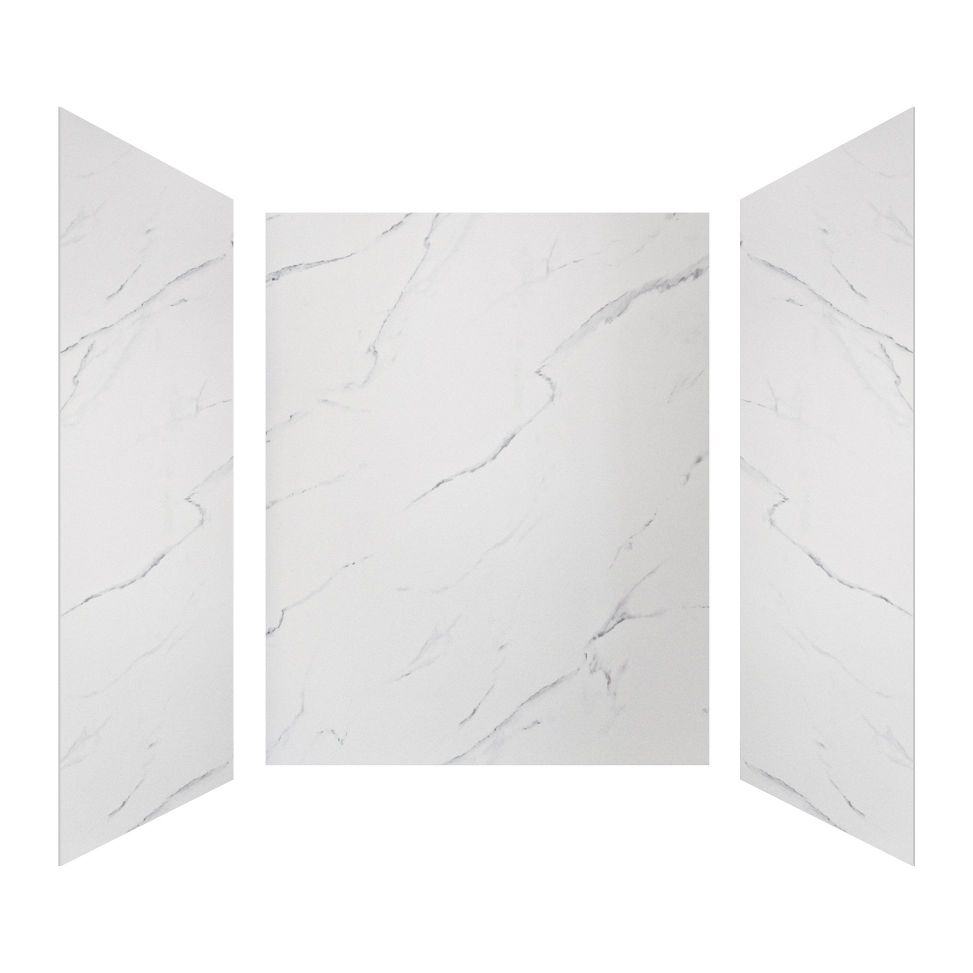 60"x36"x96" SMC Shower Wall Panel Kit in Calacatta/Carrara Finish with Grout-Free Matte Surface