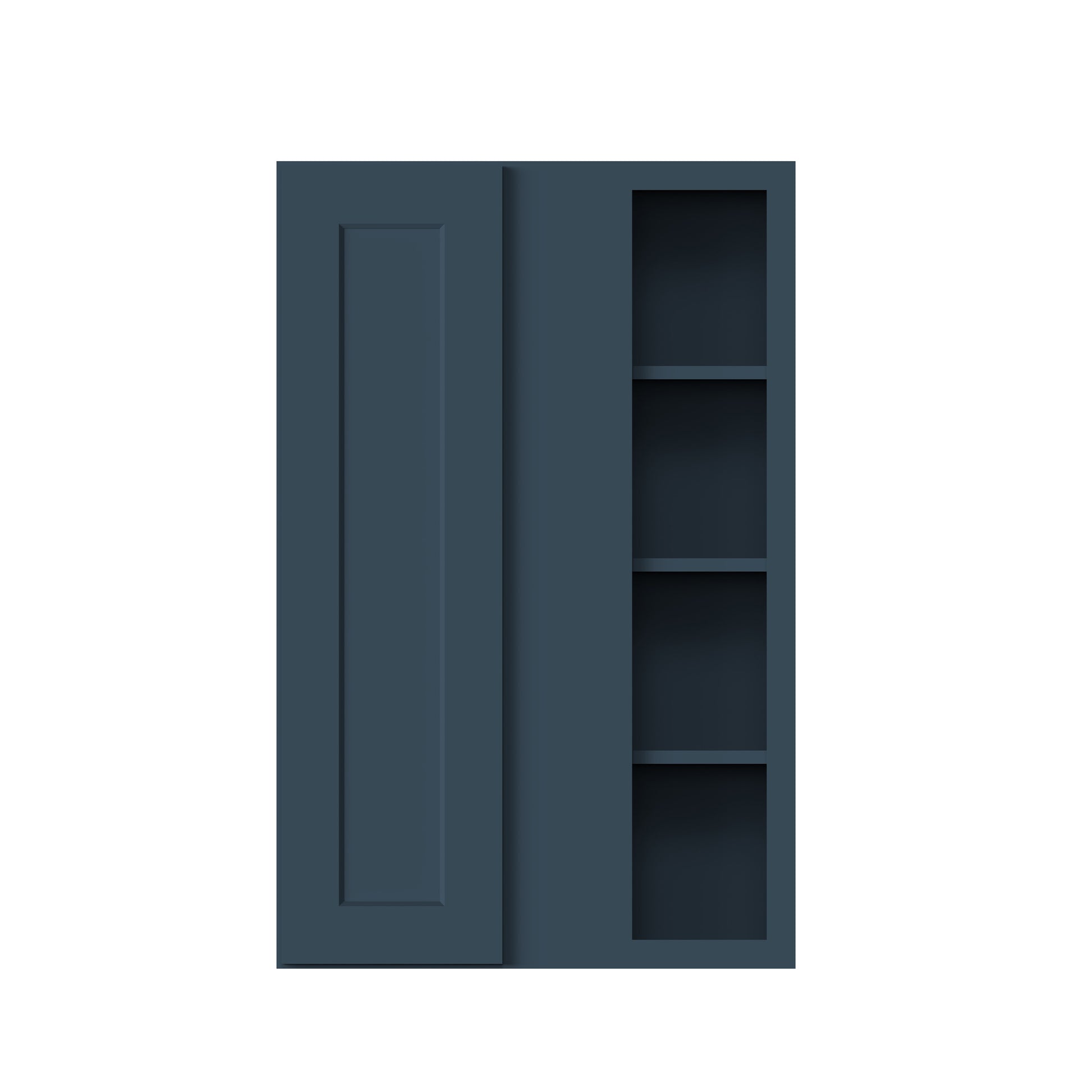 Cyber Grey RTA 27"W x 12"D x 30"/36"/42"H Standard Corner Wall Cabinet with Door and Shelves