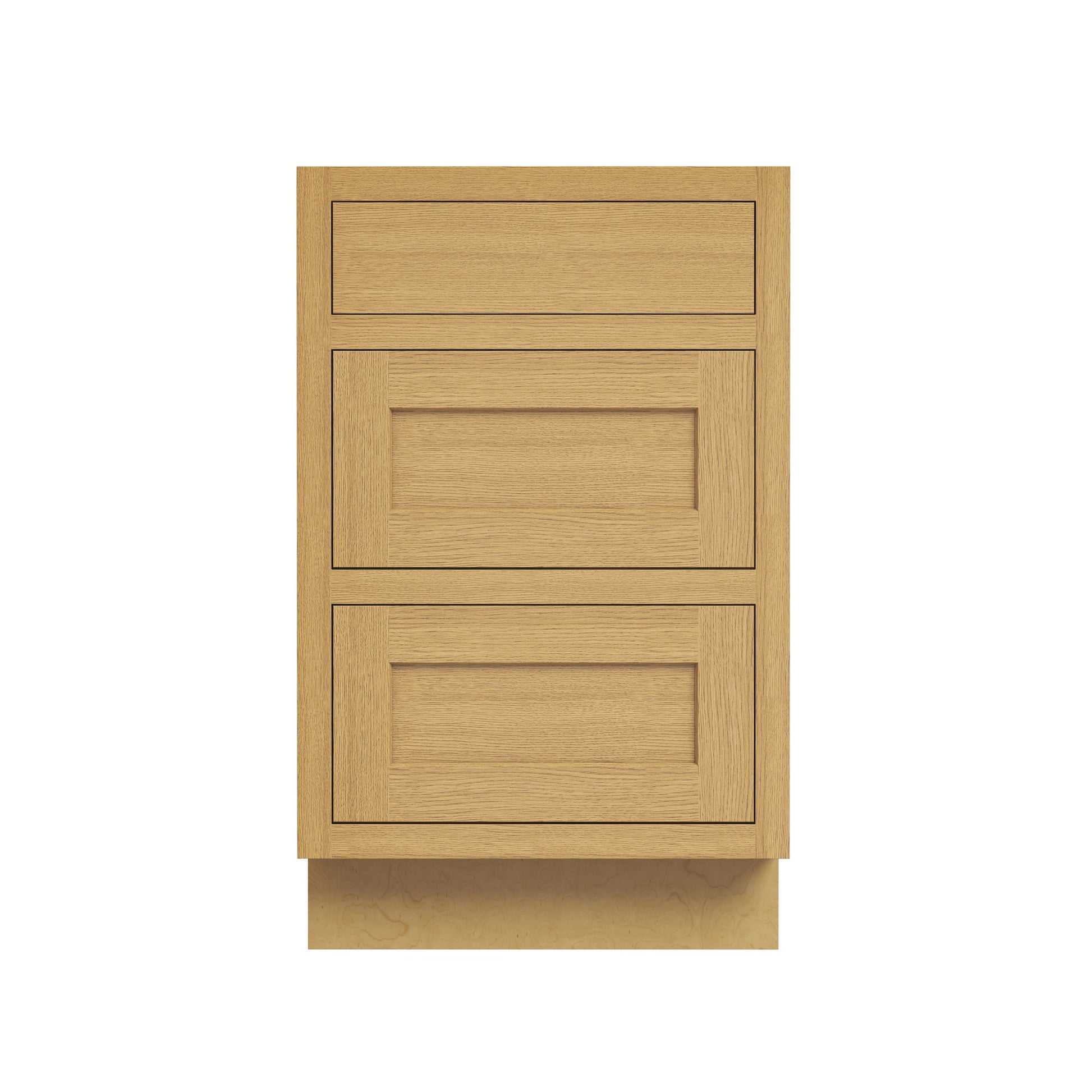 Inset Hazelnut Oak RTA 12-36"W x 34.5"H x 25"D 9-Size Base Cabinet with 3 Drawers