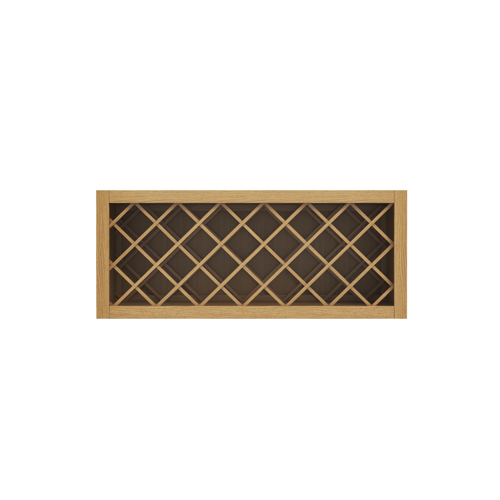 Inset Hazelnut Oak RTA 24-36"W x 15-30"H x 13.5"D 5-Size Diamond Lattice Wine Grid Wall Rack Cabinet