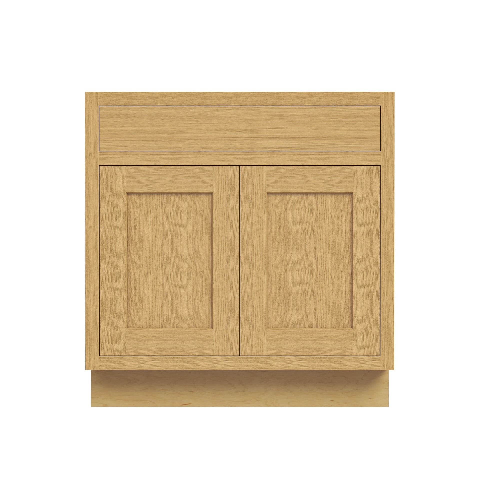 Inset Hazelnut Oak RTA 24-36"W x 34.5"H x 25"D 5-Size Sink Base Cabinet with 2 Doors and 1 False Drawer