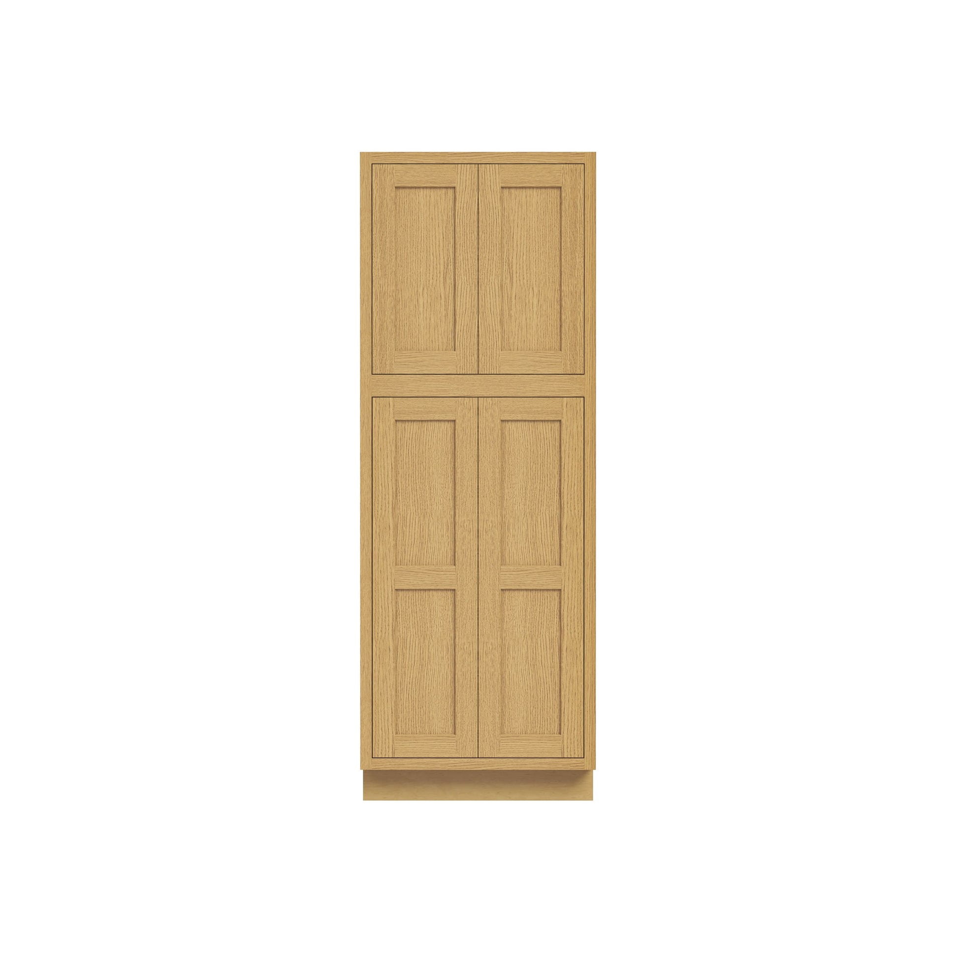 Inset Hazelnut Oak RTA 24-36"W x 84-96"H x 25"D 9-Size Pantry Cabinet with 4 Doors and 4 Shelves