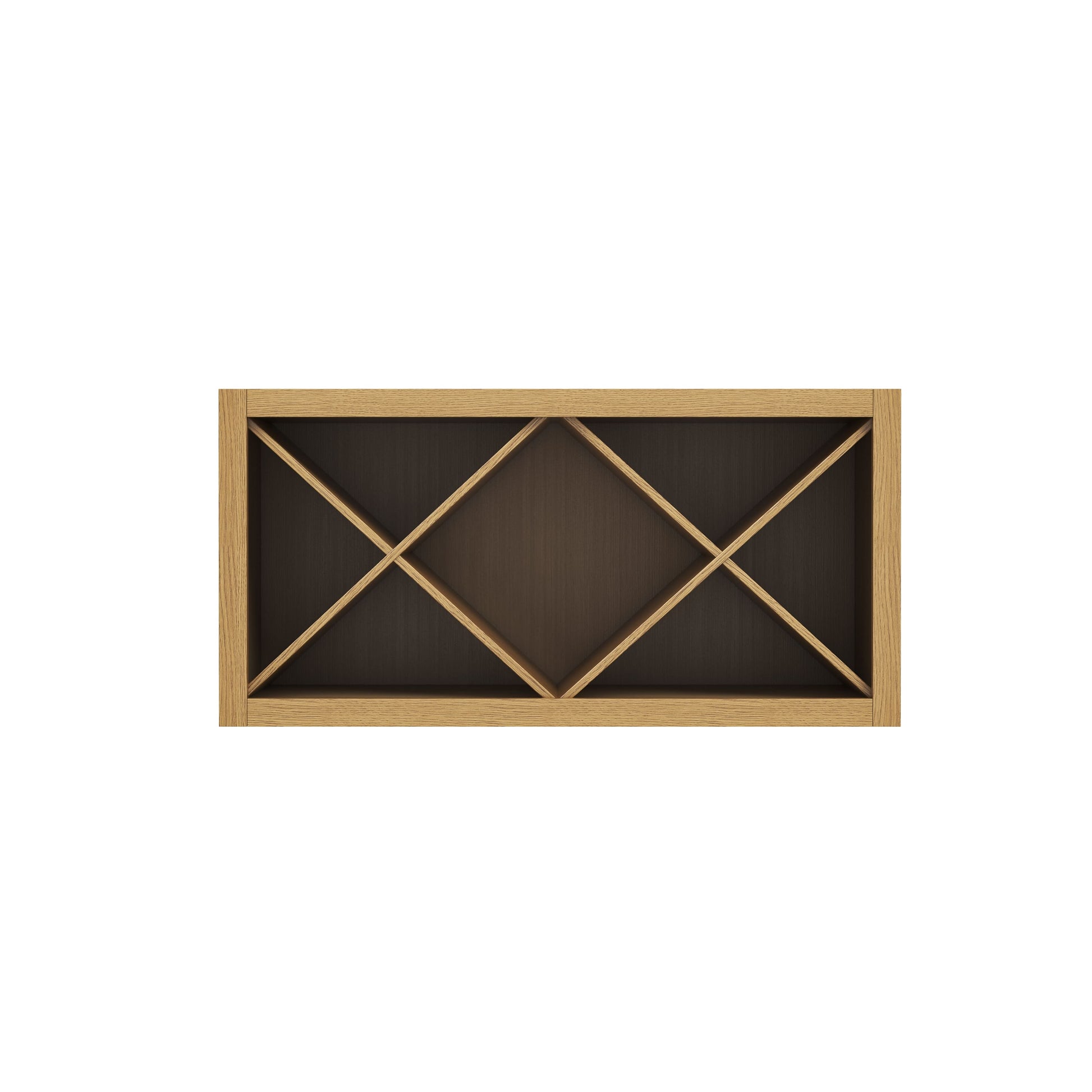 Inset Hazelnut Oak RTA 30-36"W x 15-18"H x 13.5"D 4-Size X-Shaped Wine Grid Wall Rack Cabinet