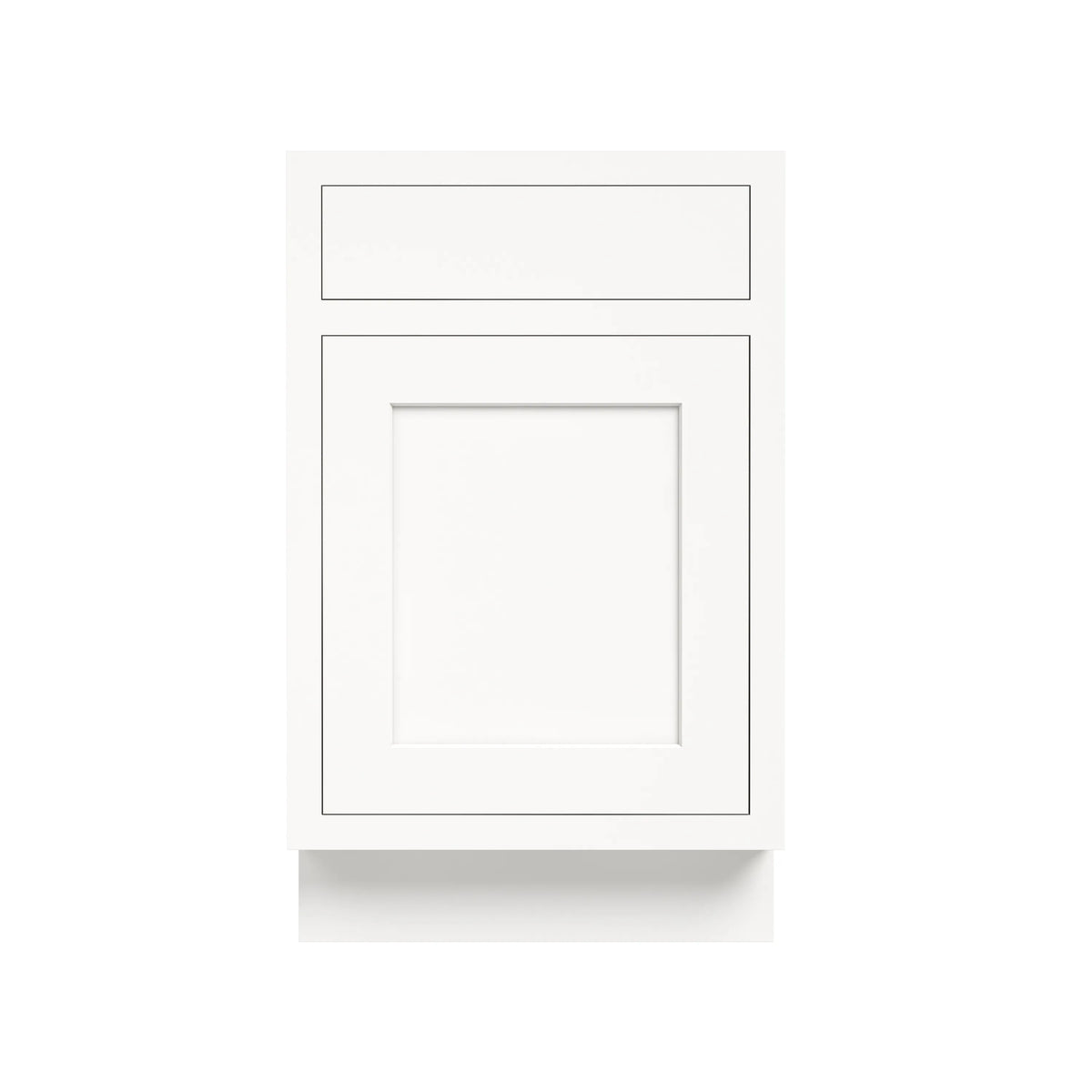 Inset Origami White RTA 12-21"W x 34.5"H x 25"D 4-Size Single Drawer Base Cabinet with 1 Door