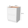 Inset Origami White RTA 24-30"W x 34.5"H x 25"D 2-Size Base Cabinet with 2 Drawers