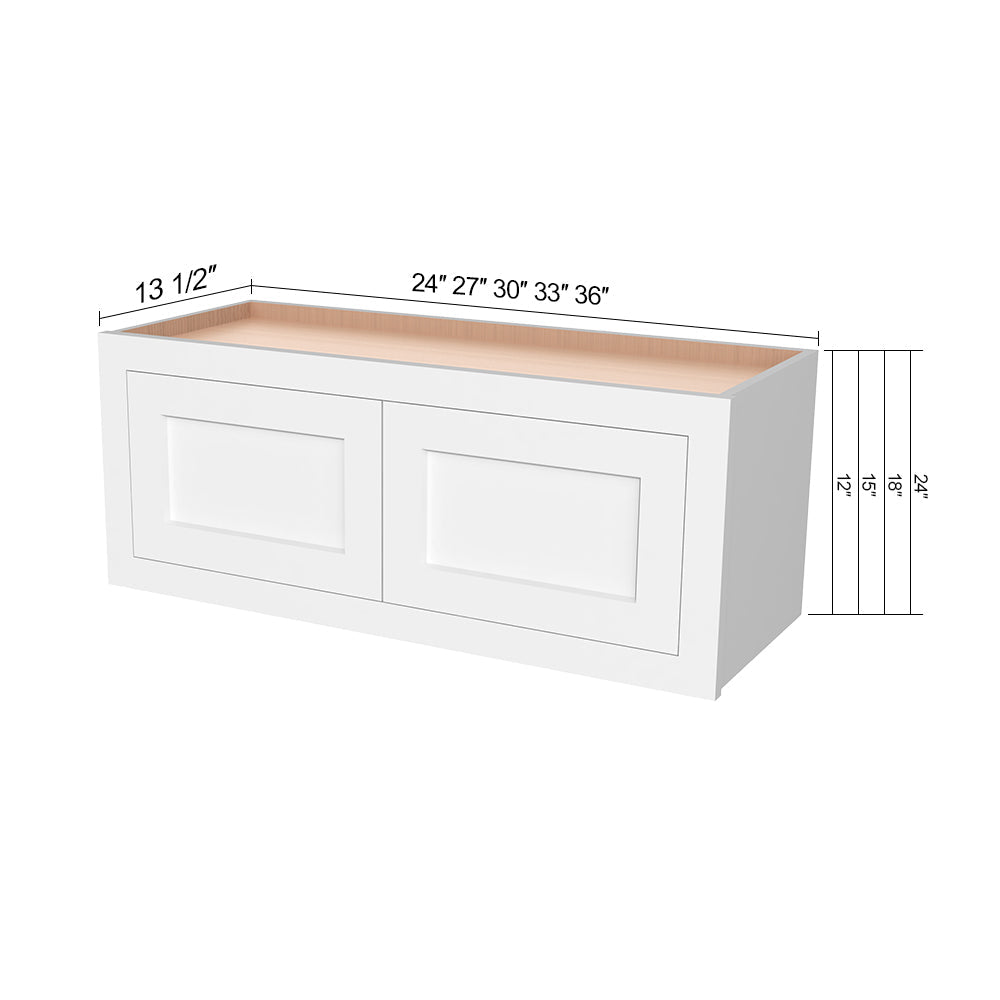 Inset Origami White RTA 24-36"W x 12-24"H x 13.5"D 10-Size Double Doors Wall Cabinet