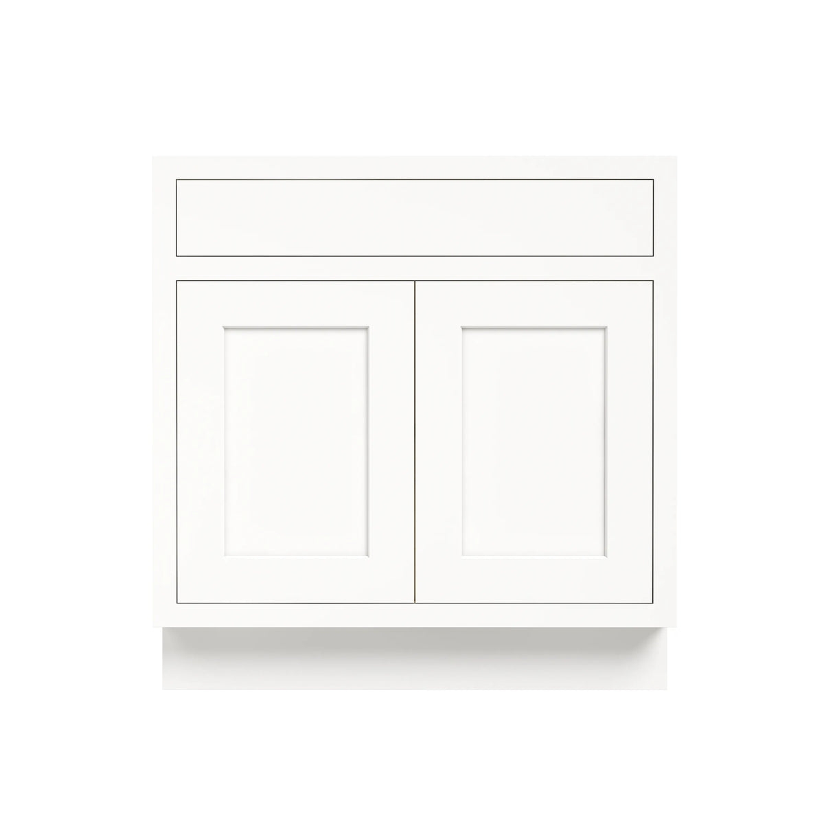 Inset Origami White RTA 24-36"W x 34.5"H x 25"D 5-Size Single Drawer Base Cabinet with 2 Doors