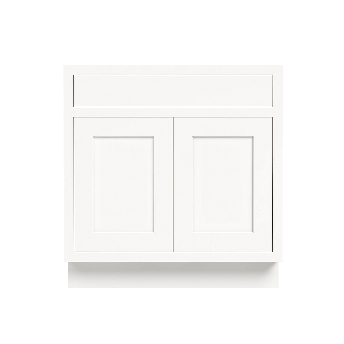 Inset Origami White RTA 24-36"W x 34.5"H x 25"D 5-Size Sink Base Cabinet with 2 Doors and 1 False Drawer