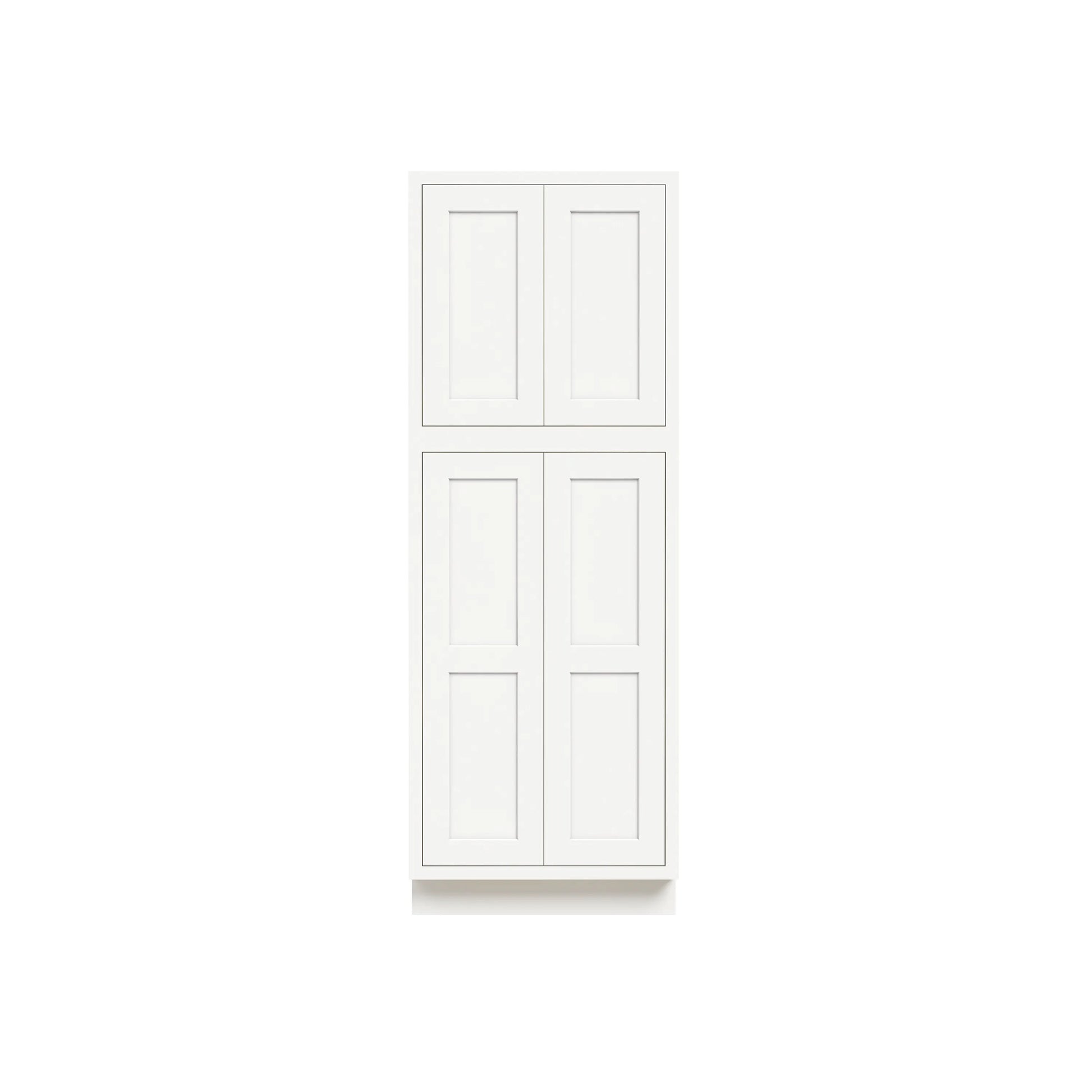 Inset Origami White RTA 24-36"W x 84-96"H x 25"D 9-Size Pantry Cabinet with 4 Doors and 4 Shelves