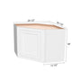 Inset Origami White RTA 25.5"W x 18-42"H x 13.5"D 4-Size Diagonal Corner Wall Cabinet with 2-3 Shelves