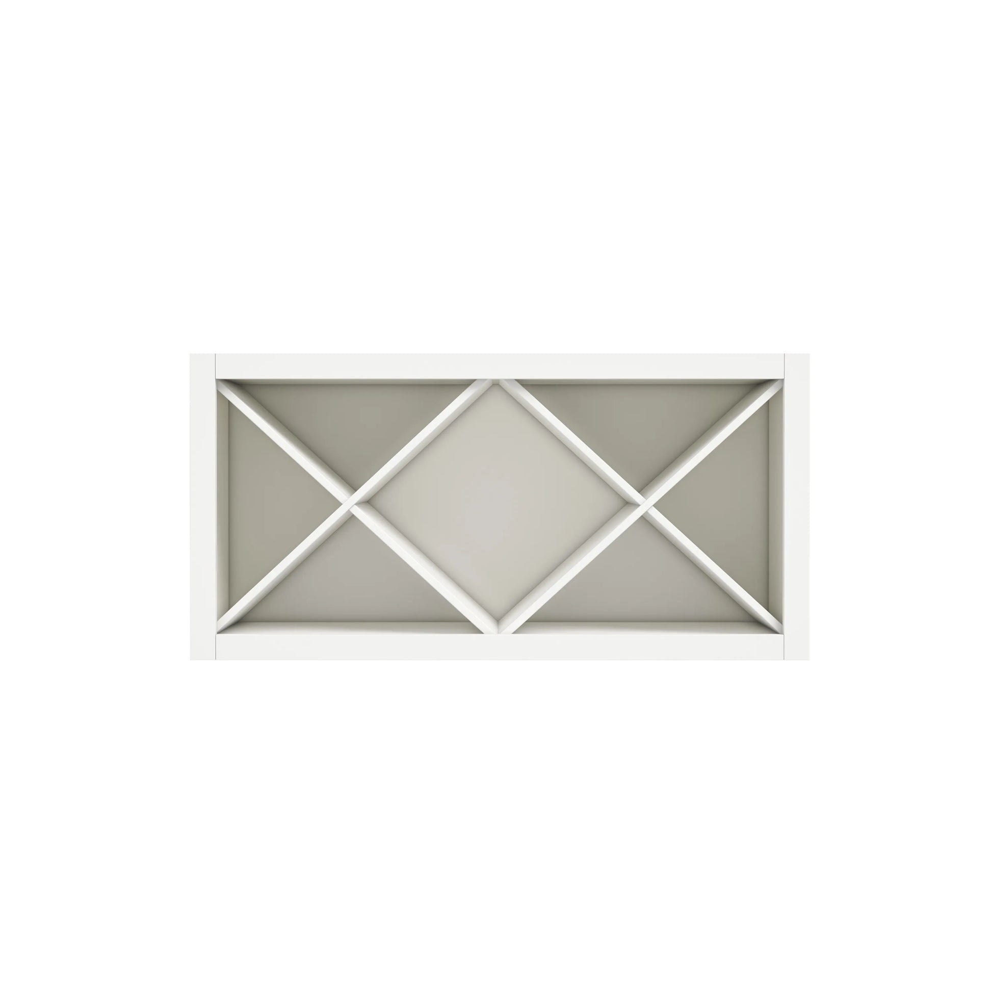 Inset Origami White RTA 30-36"W x 15-18"H x 13.5"D 4-Size X-Shaped Wine Grid Wall Rack Cabinet