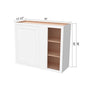 Inset Origami White RTA 36"W x 30-42"H x 13.5"D 3-Size Blind Corner Wall Cabinet with 2-3 Shelves