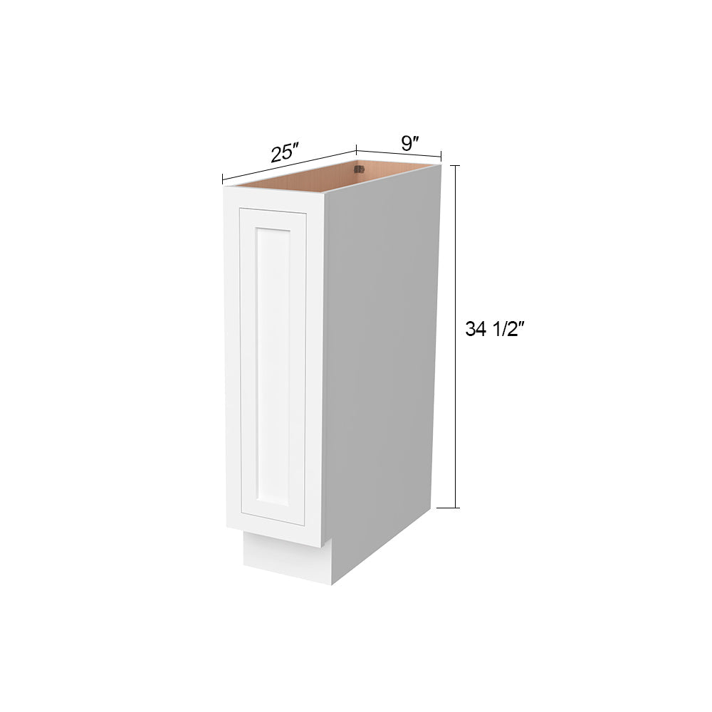 Inset Origami White RTA 9"W x 34.5"H x 25"D Base Spice Rack Cabinet with Pull-out Basket