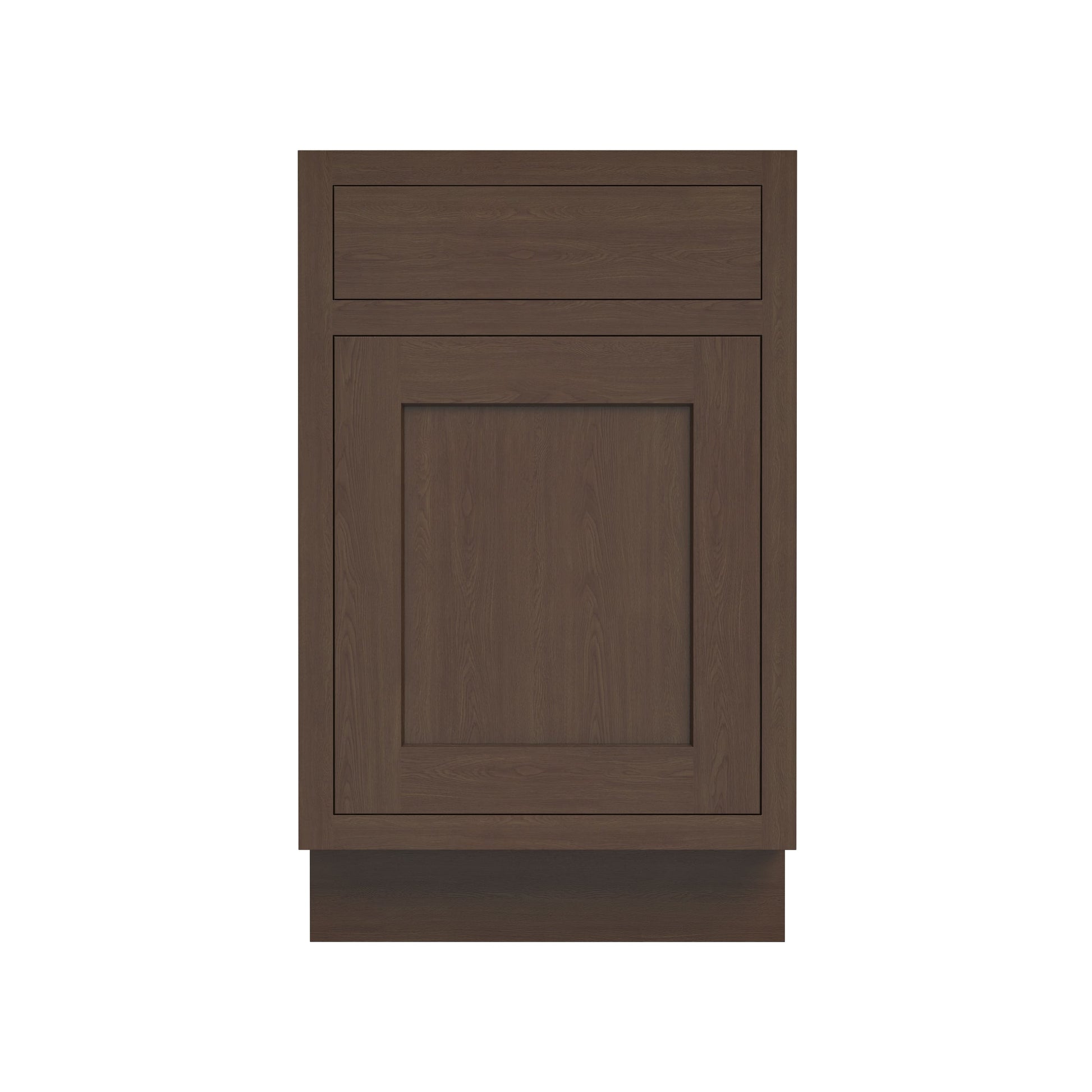 Inset Truffle Brown RTA 12-21"W x 34.5"H x 25"D 4-Size Single Drawer Base Cabinet with 1 Door