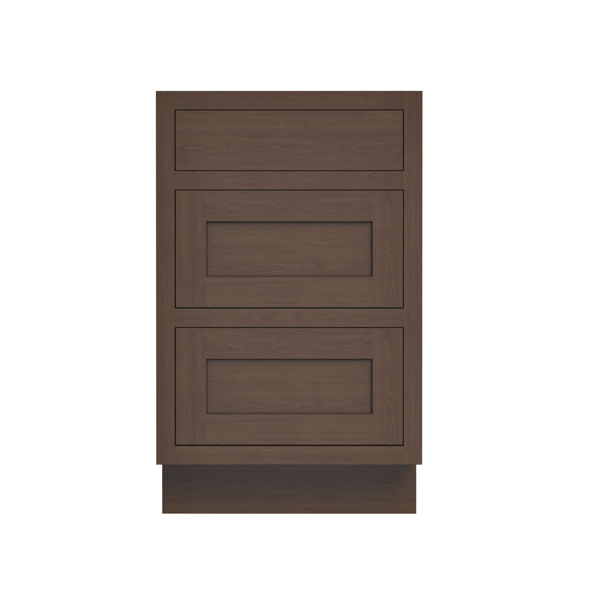 Inset Truffle Brown RTA 12-36"W x 34.5"H x 25"D 9-Size Base Cabinet with 3 Drawers