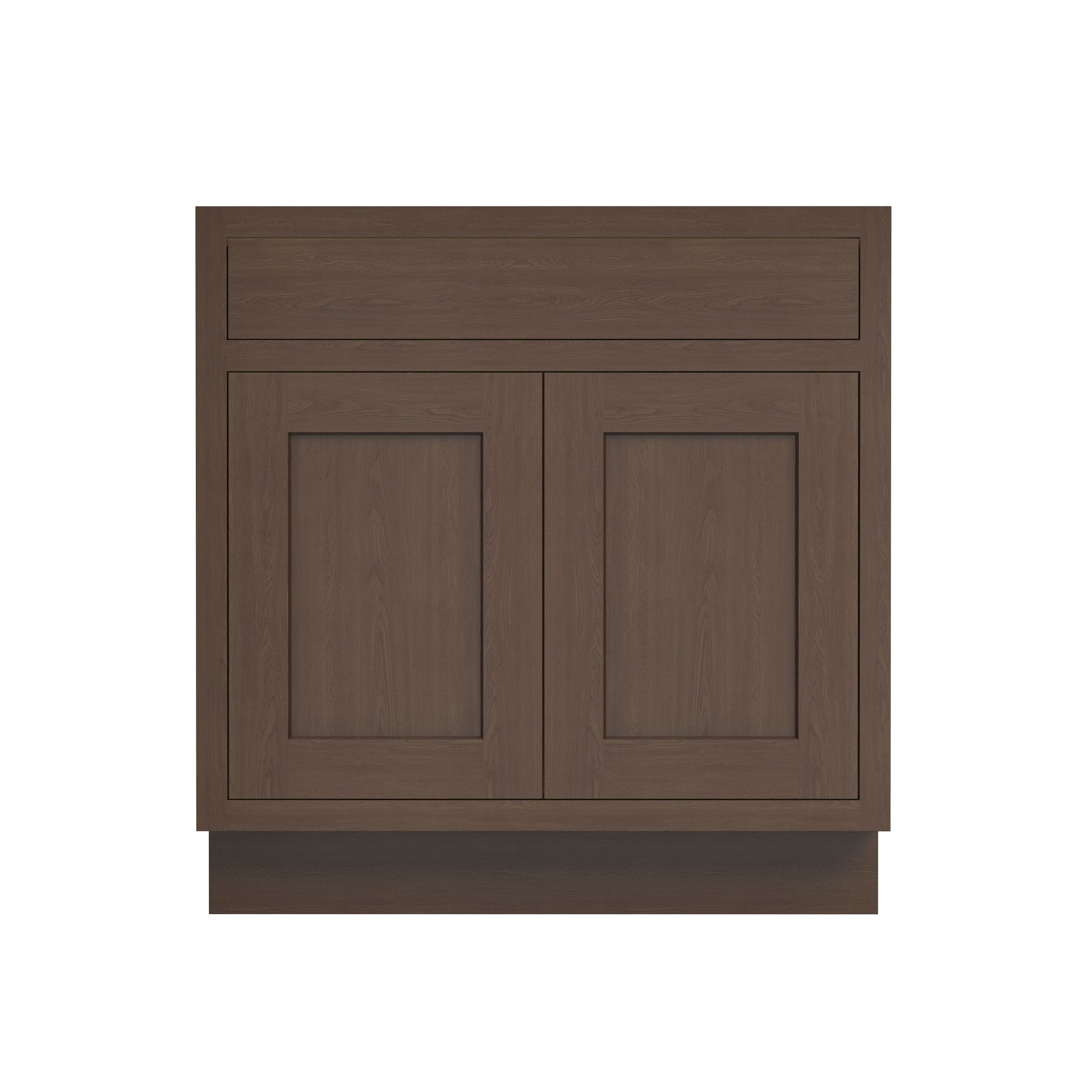 Inset Truffle Brown RTA 24-36"W x 34.5"H x 25"D 5-Size Single Drawer Base Cabinet with 2 Doors