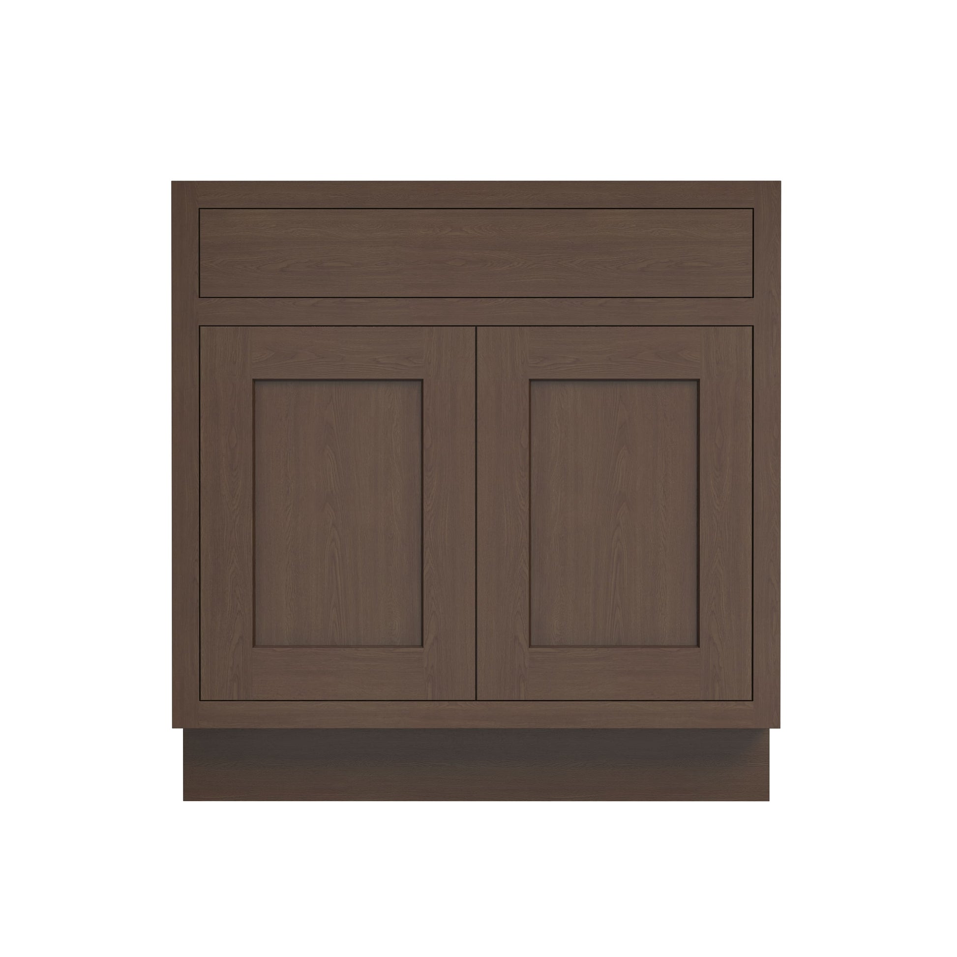 Inset Truffle Brown RTA 24-36"W x 34.5"H x 25"D 5-Size Sink Base Cabinet with 2 Doors and 1 False Drawer