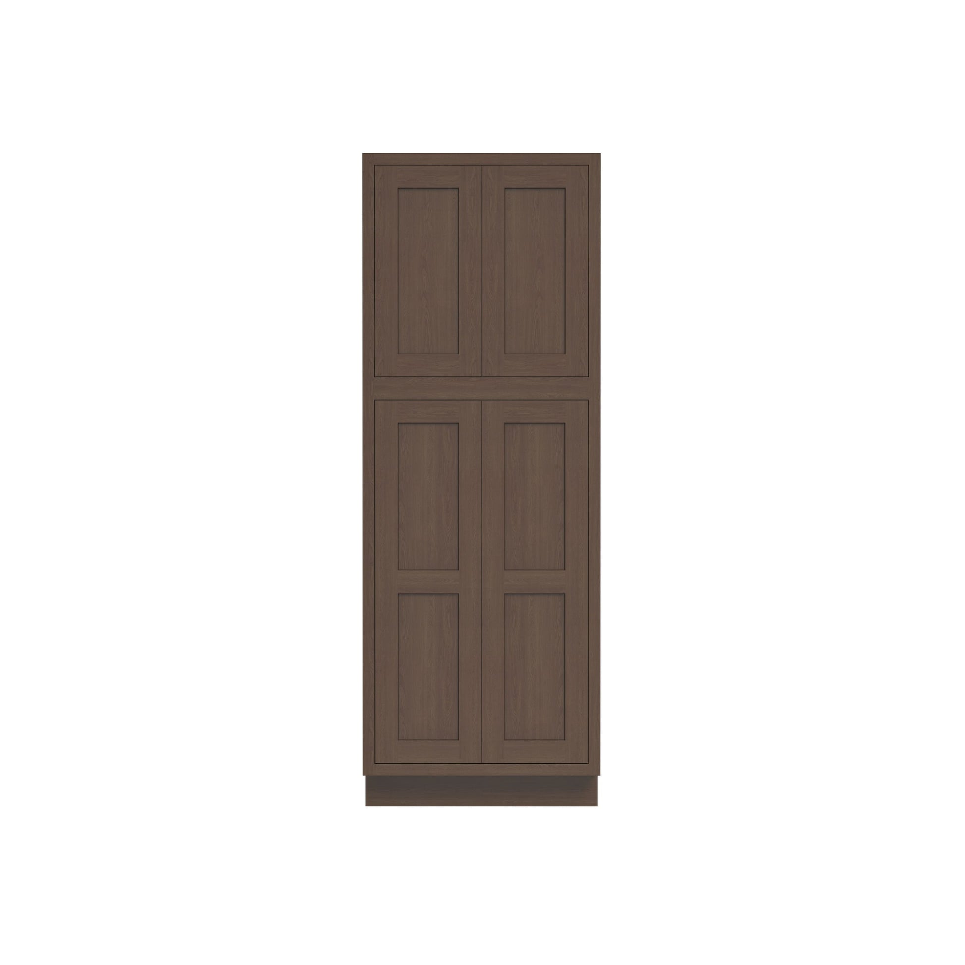 Inset Truffle Brown RTA 24-36"W x 84-96"H x 25"D 9-Size Pantry Cabinet with 4 Doors and 4 Shelves