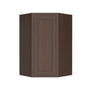 Inset Truffle Brown RTA 25.5"W x 18-42"H x 13.5"D 4-Size Diagonal Corner Wall Cabinet with 2-3 Shelves