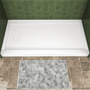 One-piece White Shower Base with Flamed Rock Slip-Resistant Surface, Left/Right Drain