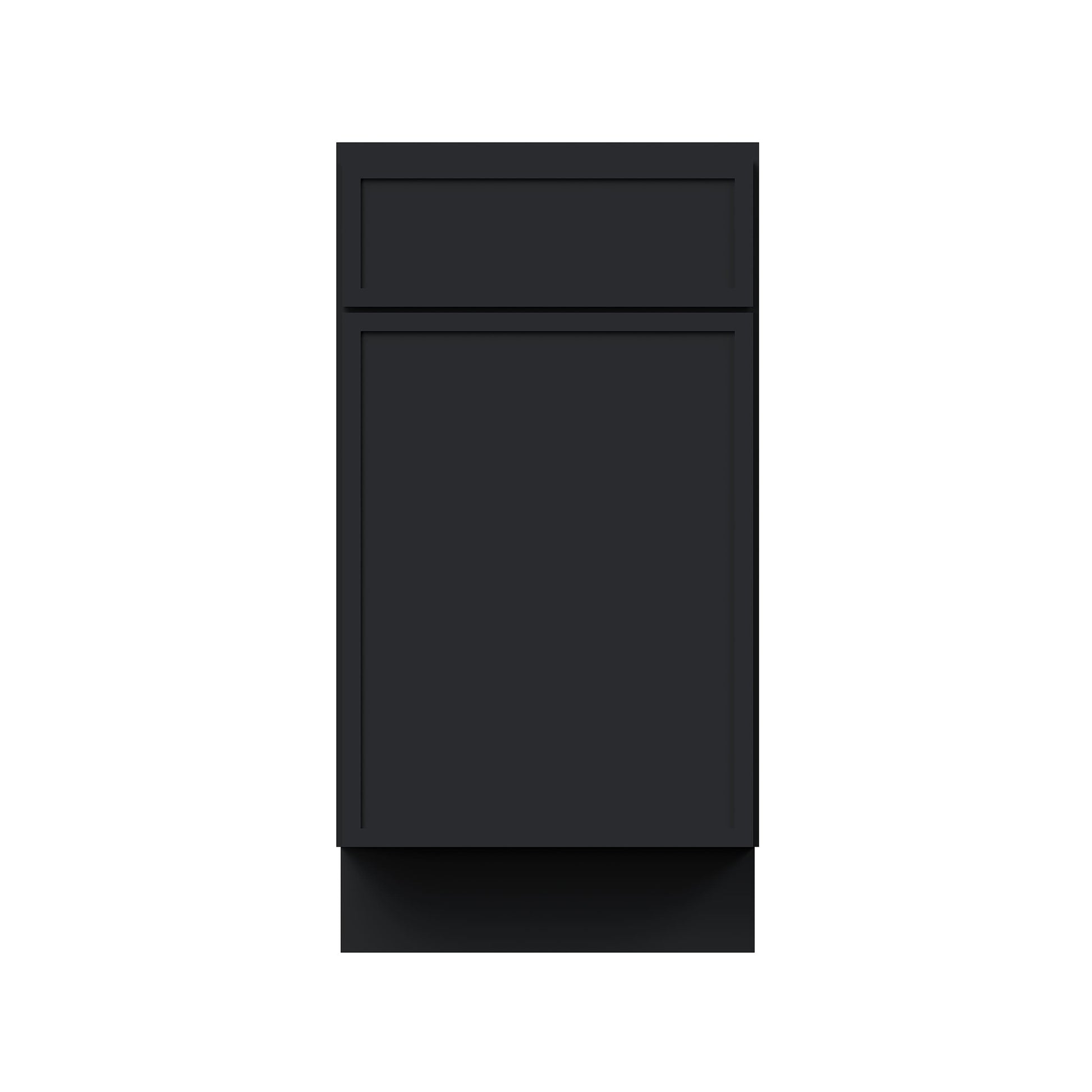 Slim Ebony Black Shaker RTA 12"/15"/18"/21"W x 34.5"H x 24"D Standard Base Cabinet with 1 Drawer and 1 Door