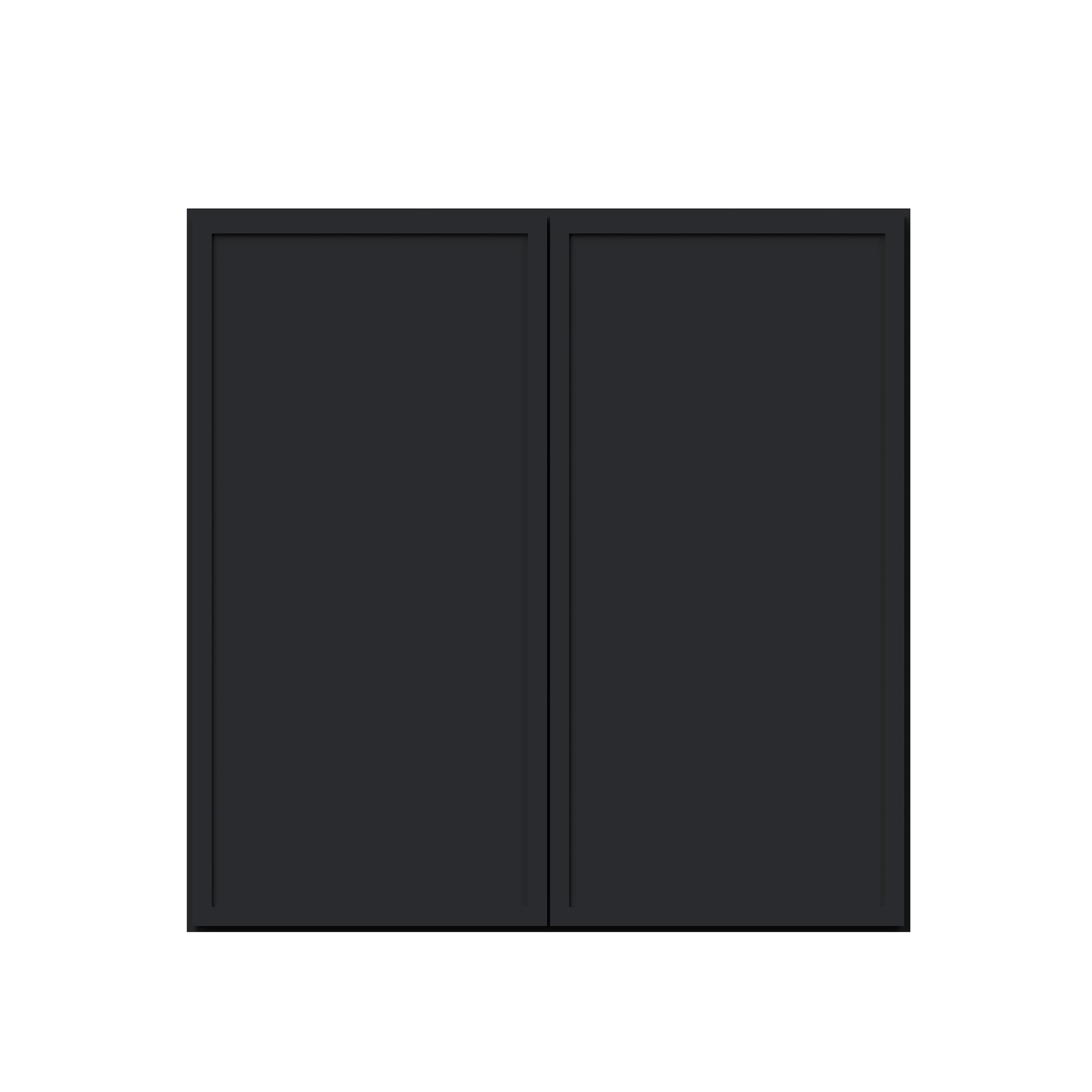 Slim Ebony Black Shaker RTA 24"-36"W x 30"/36"/42"H x 12"D 15-Size Standard Wall Cabinet with 2 Doors