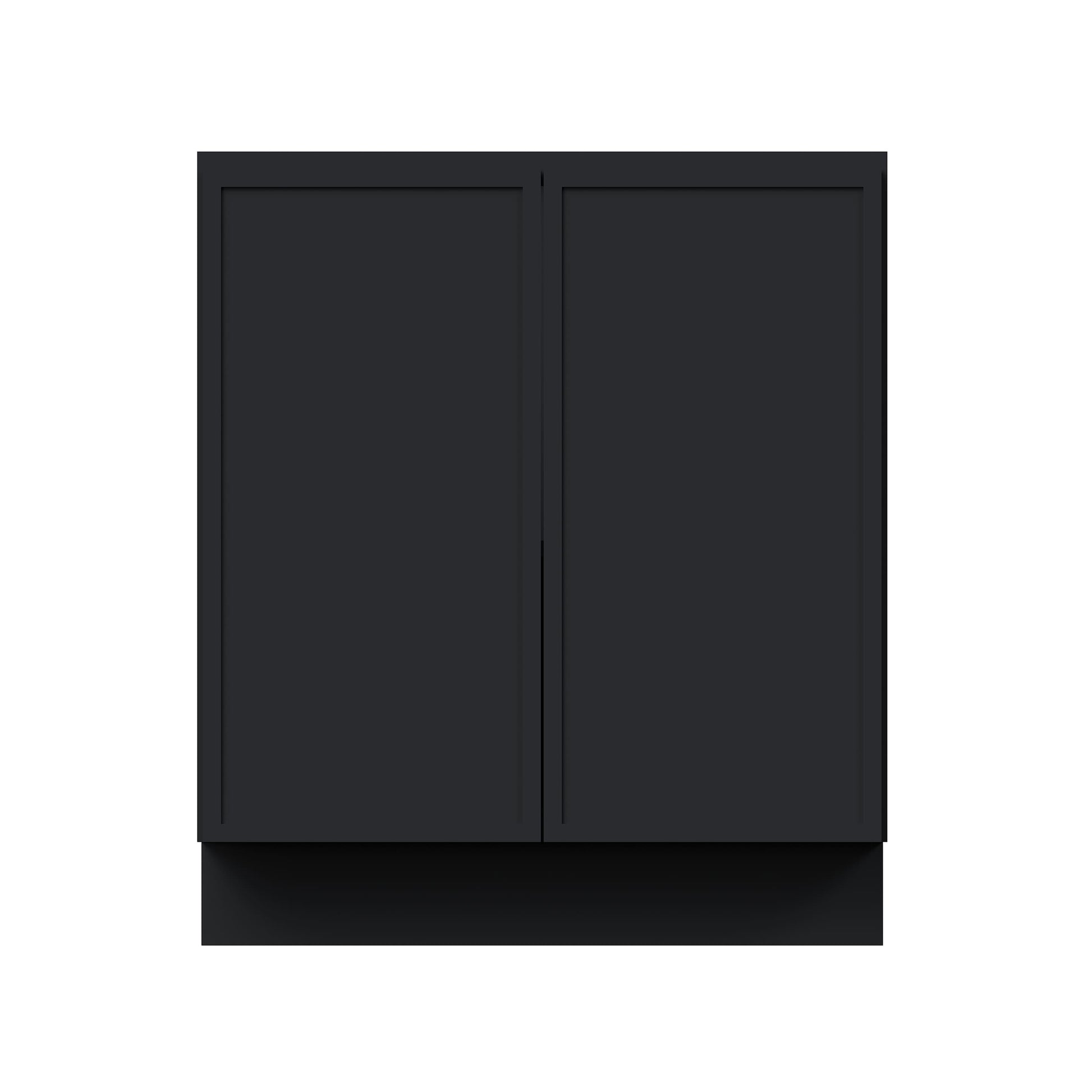 Slim Ebony Black Shaker RTA 24"-36"W x 34.5"H x 24"D 5-Size Full Height Door Base Cabinet with 2 Doors