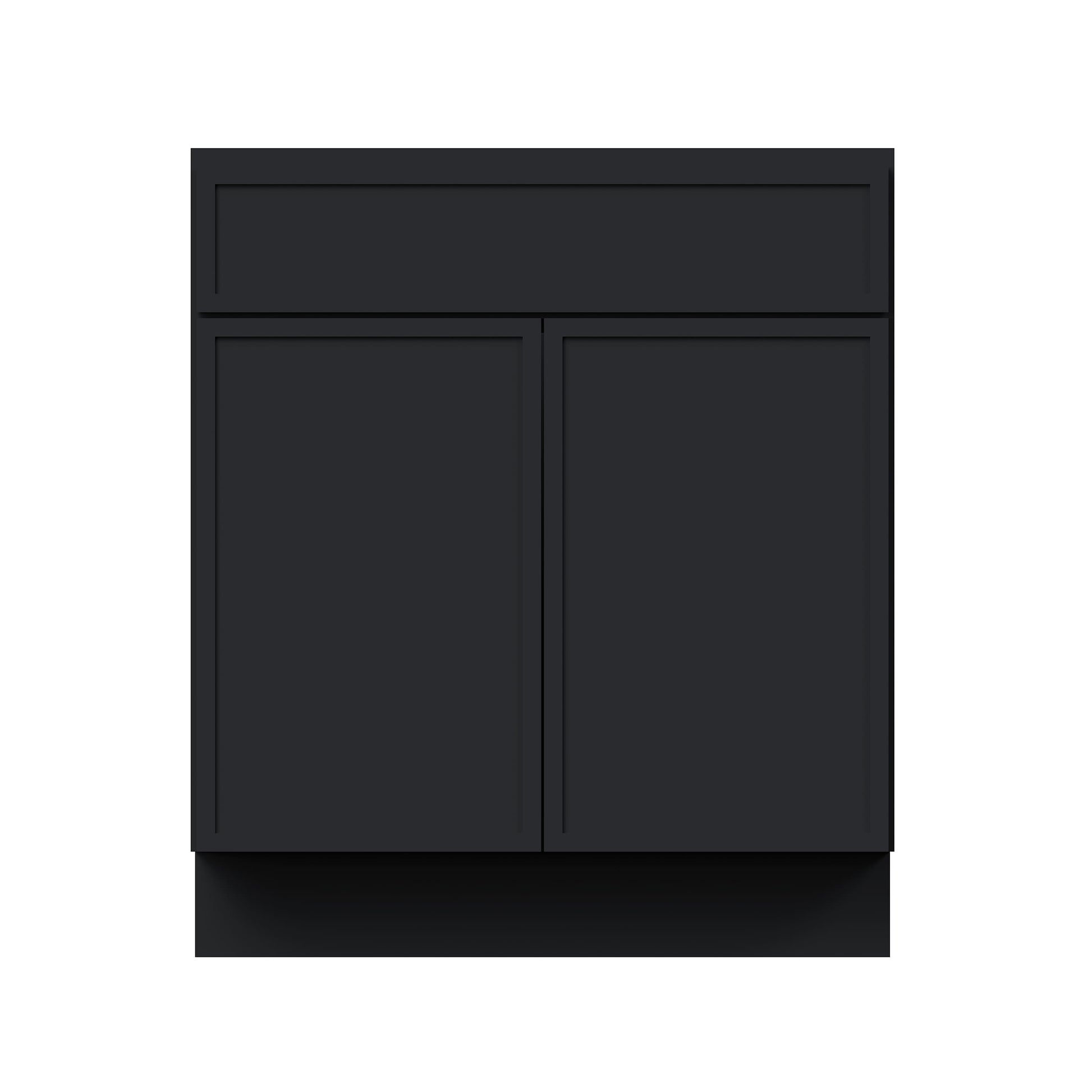 Slim Ebony Black Shaker RTA 24"/27"/30"W x 34.5"H x 24"D Standard Base Cabinet with 1 Drawer and 2 Doors