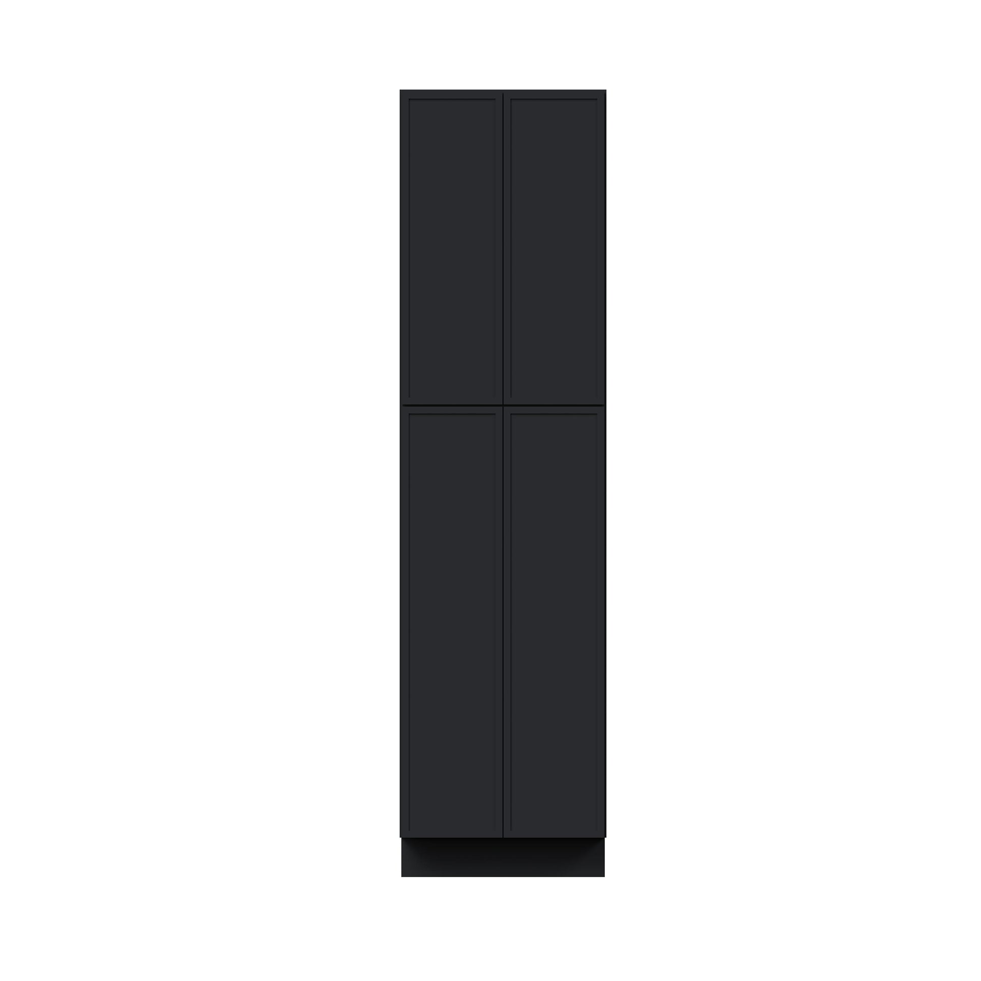Slim Ebony Black Shaker RTA 24"/30"W x 84"/90"/96"H x 27"D 6-Size Tall Pantry Cabinet with 4 Doors and Shelves