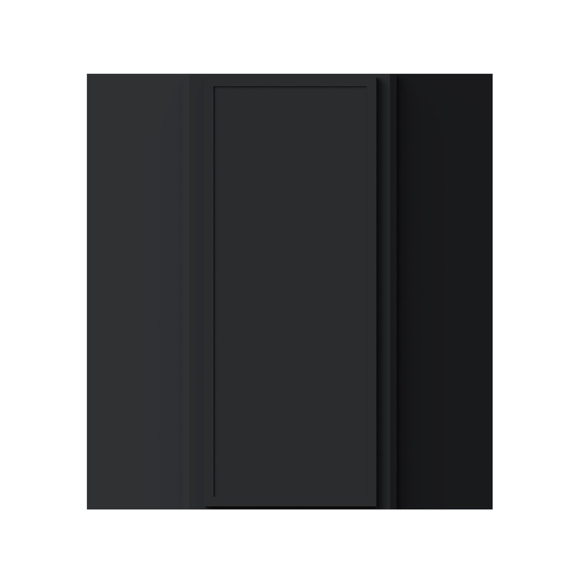 Slim Ebony Black Shaker RTA 24"W x 18"/30"/36"/42"H x 12"D Diagonal Corner Wall Cabinet
