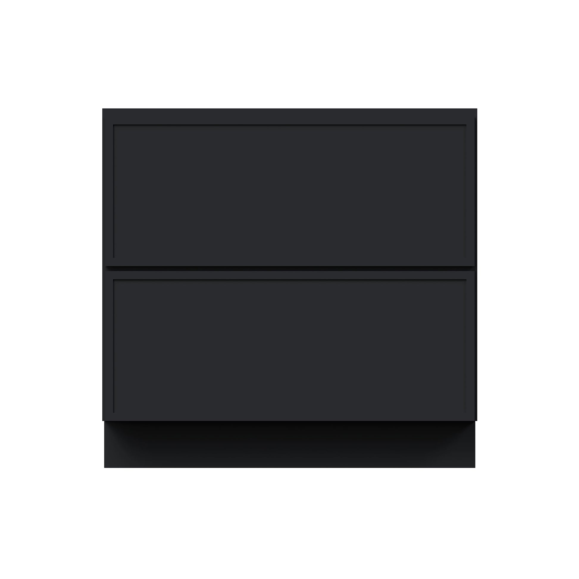 Slim Ebony Black Shaker RTA 30"/33"/36"W x 34.5"H x 24"D Drawer Base Cabinet with 2 Drawers