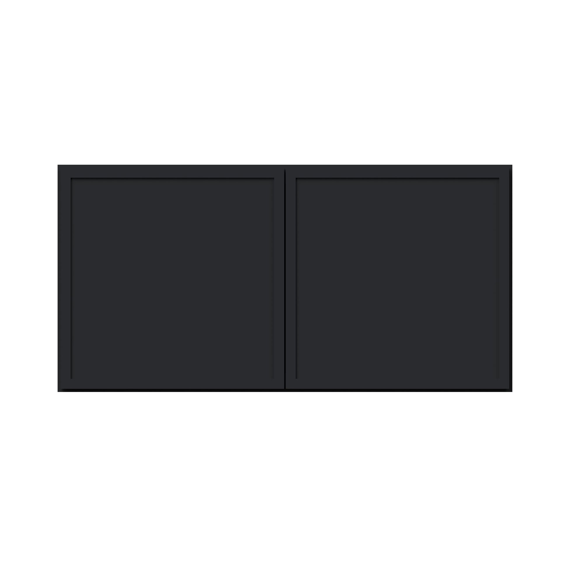 Slim Ebony Black Shaker RTA 36"W x 12"/15"/18"/24"H x 27"D Deep Wall Cabinet with 2 Doors