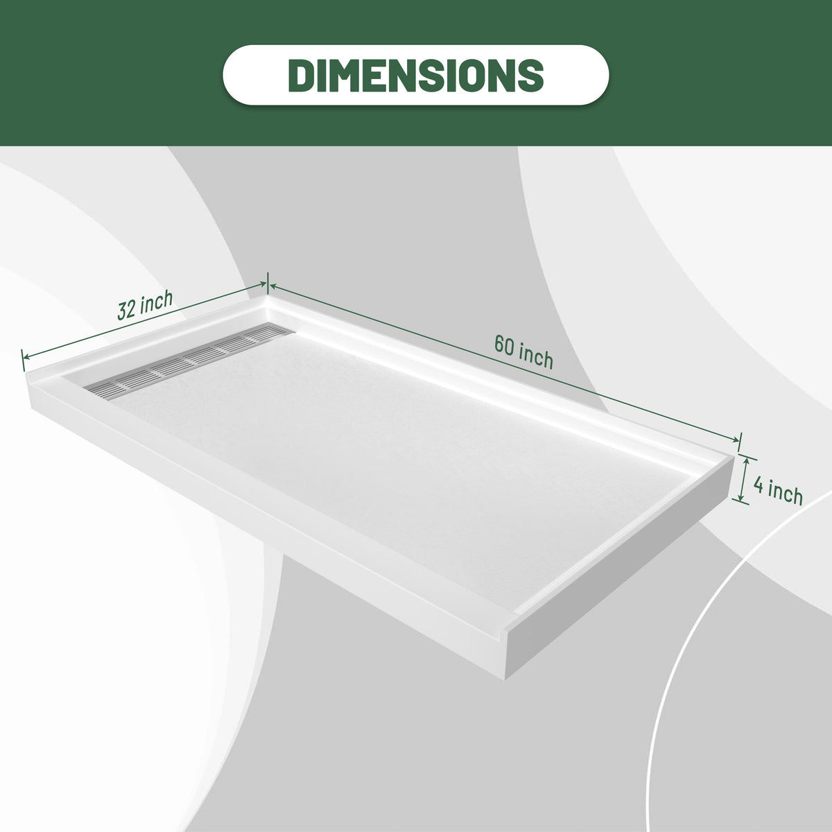 Cultured Marble Solid Surface Shower Base with Anti-Slip Textured Floor for Modern Bathrooms