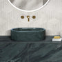 23.6" Natural Marble Vessel Sink with Polished Finish – Real Stone Bathroom Basin in  Beige Gold/White Natural/Gray/Green