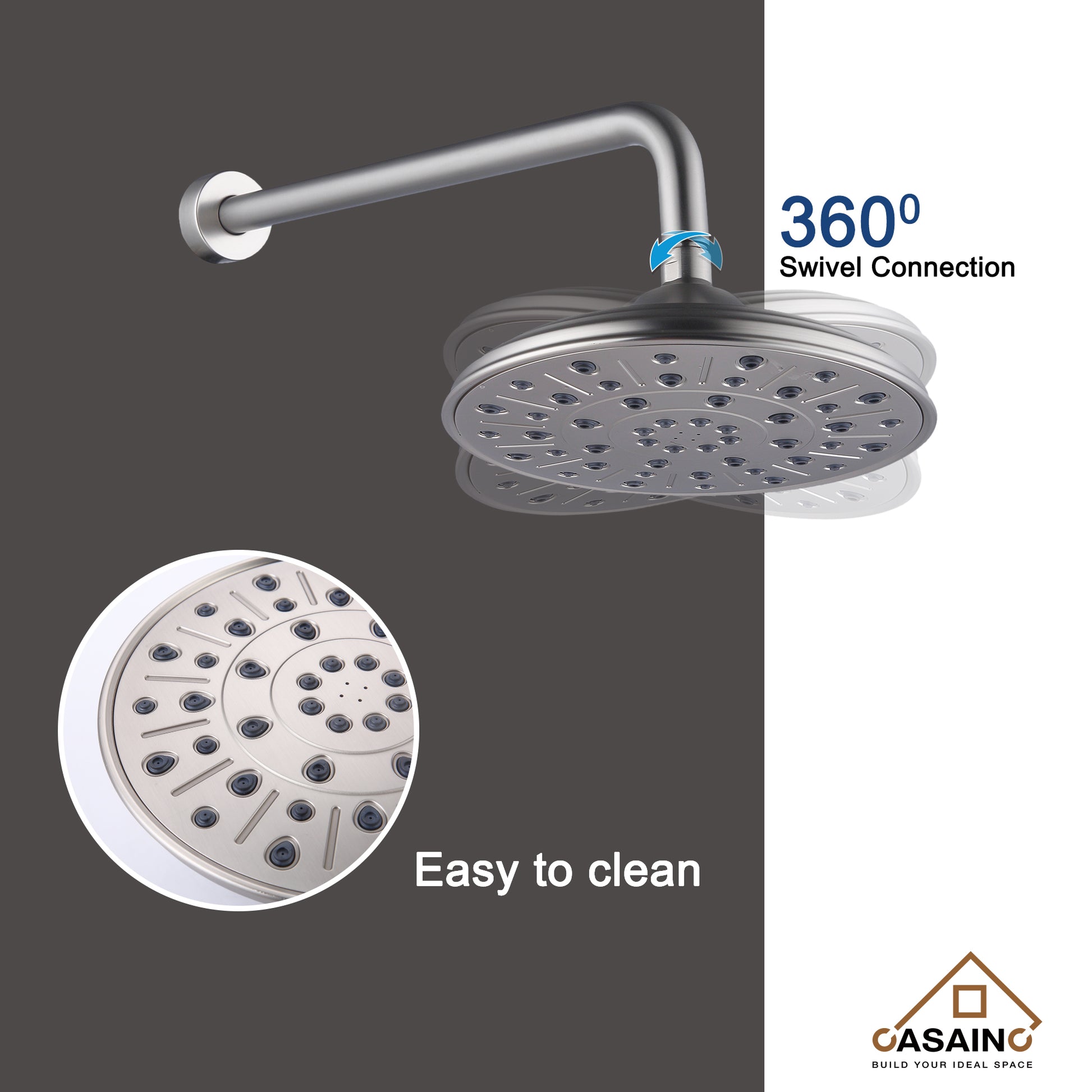 8.3inch Wall-mounted rain shower faucet with pressure balanced valve-CASAINC
