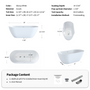 59" Glossy White Acrylic Freestanding Oval Soaking Bathtub with Center Pop-Up Drain and Integrated Overflow