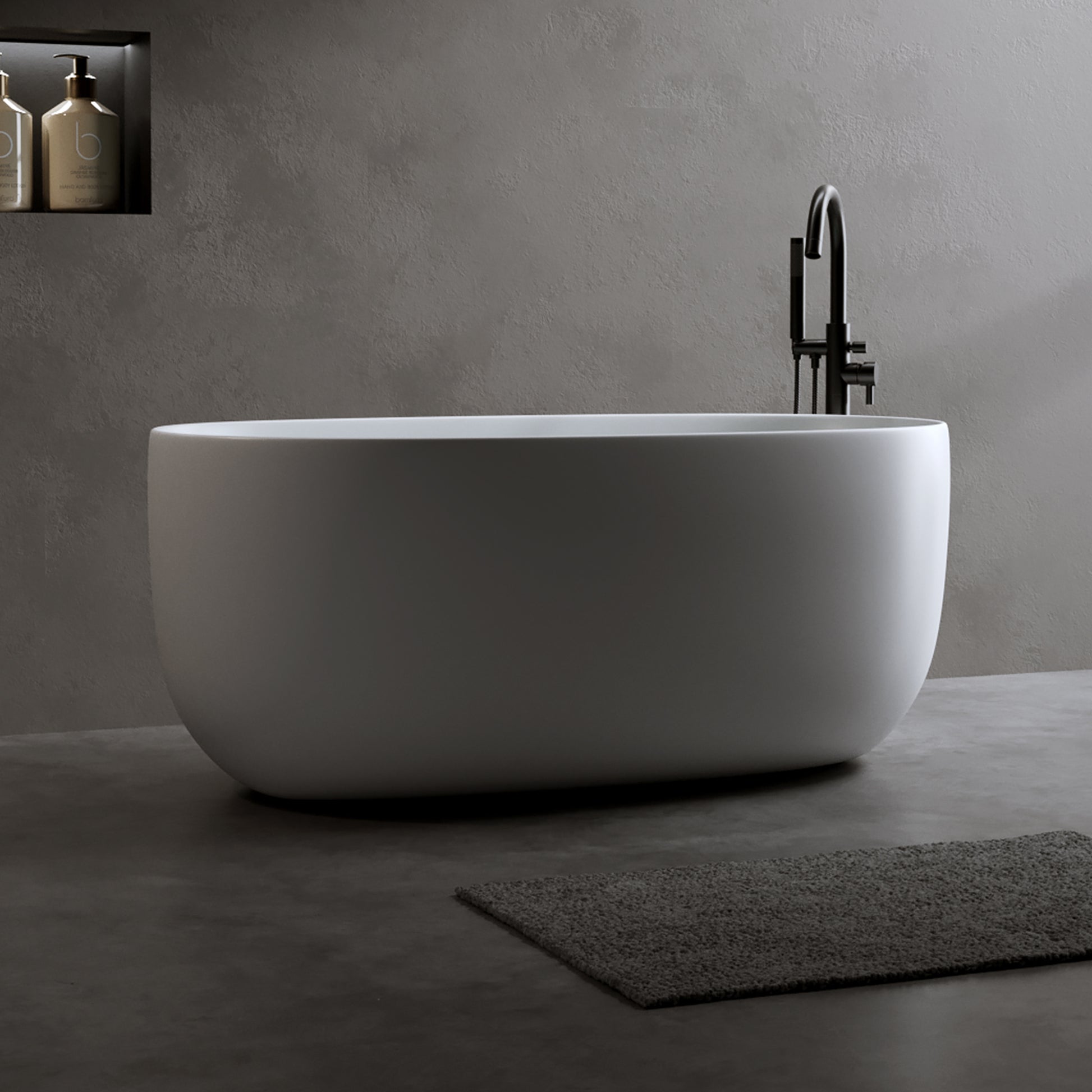 47" Freestanding Stone Resin Soaking Bathtub with Heat Retention