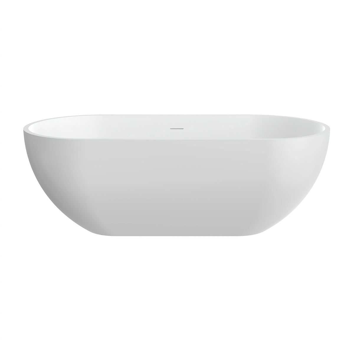 63" Oval Solid Surface Freestanding Bathtub in Matte White and Dark Grey