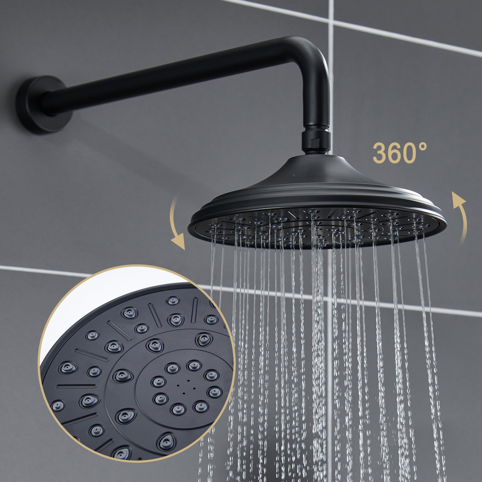 8.3" Wall-mounted Rain Shower System with Handheld & Valve Included