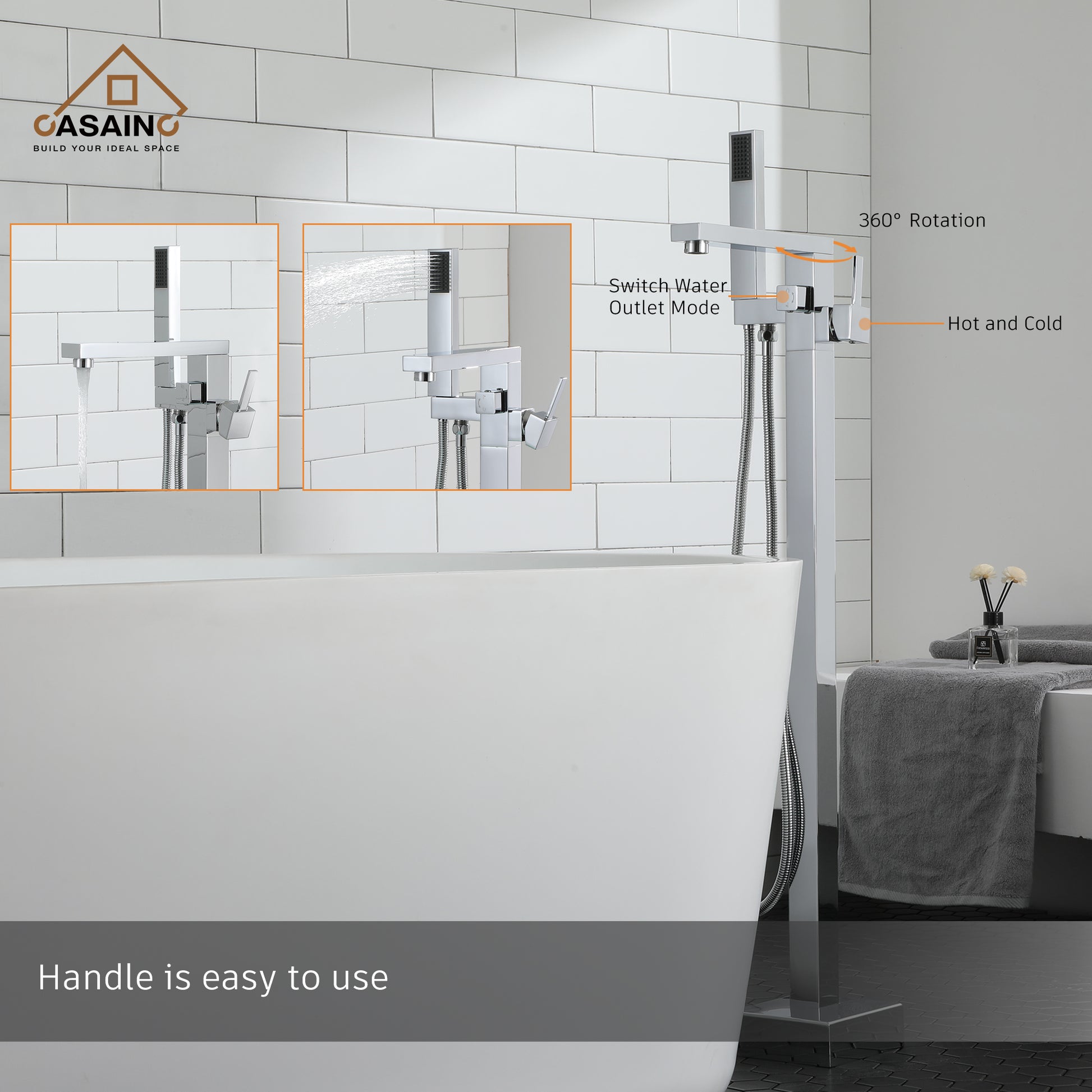 CASAINC Bathroom Tub Filler with Hand Shower in Brushed Nickel and More