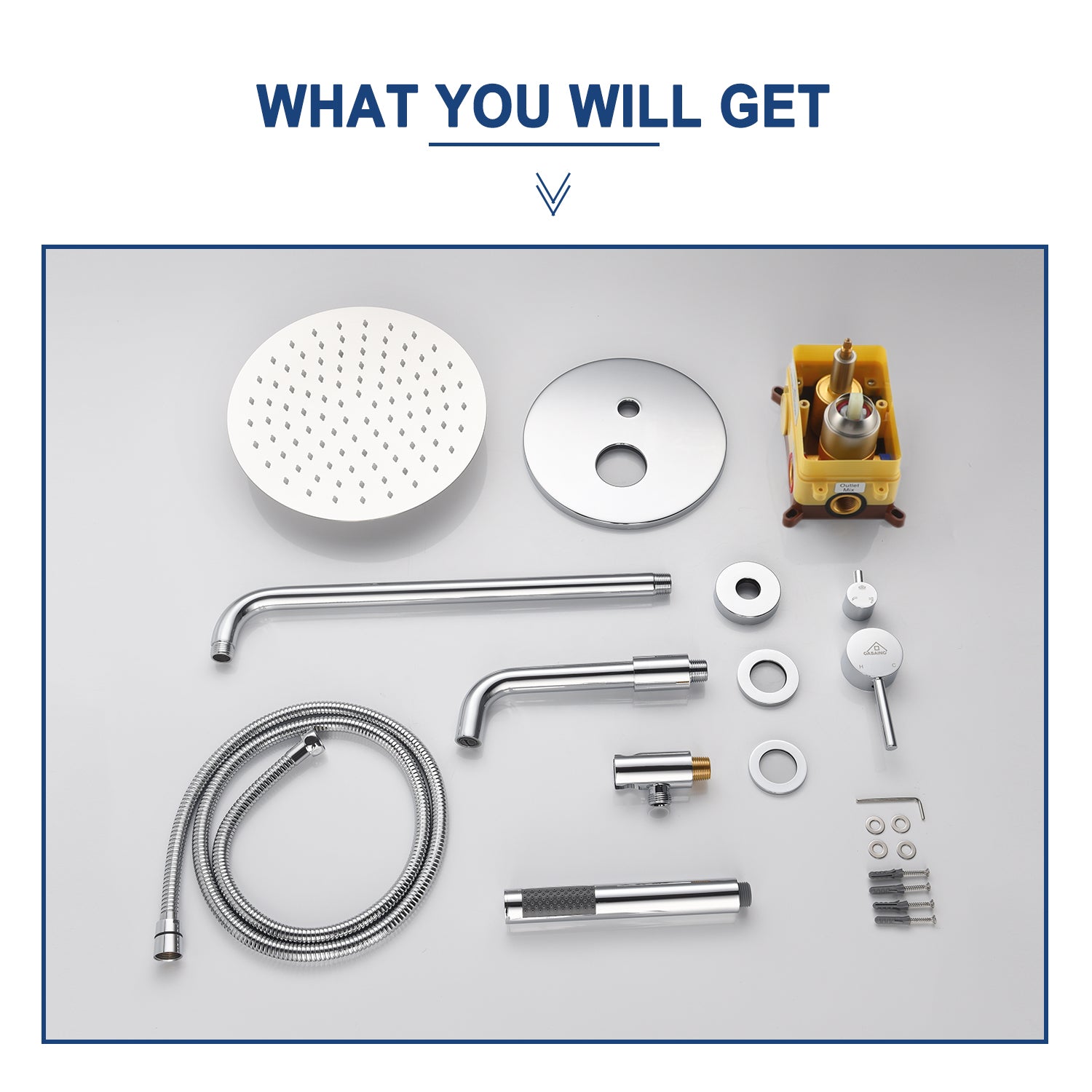 10" Wall Mount Dual Shower Head Rain Shower System with Tub Spout