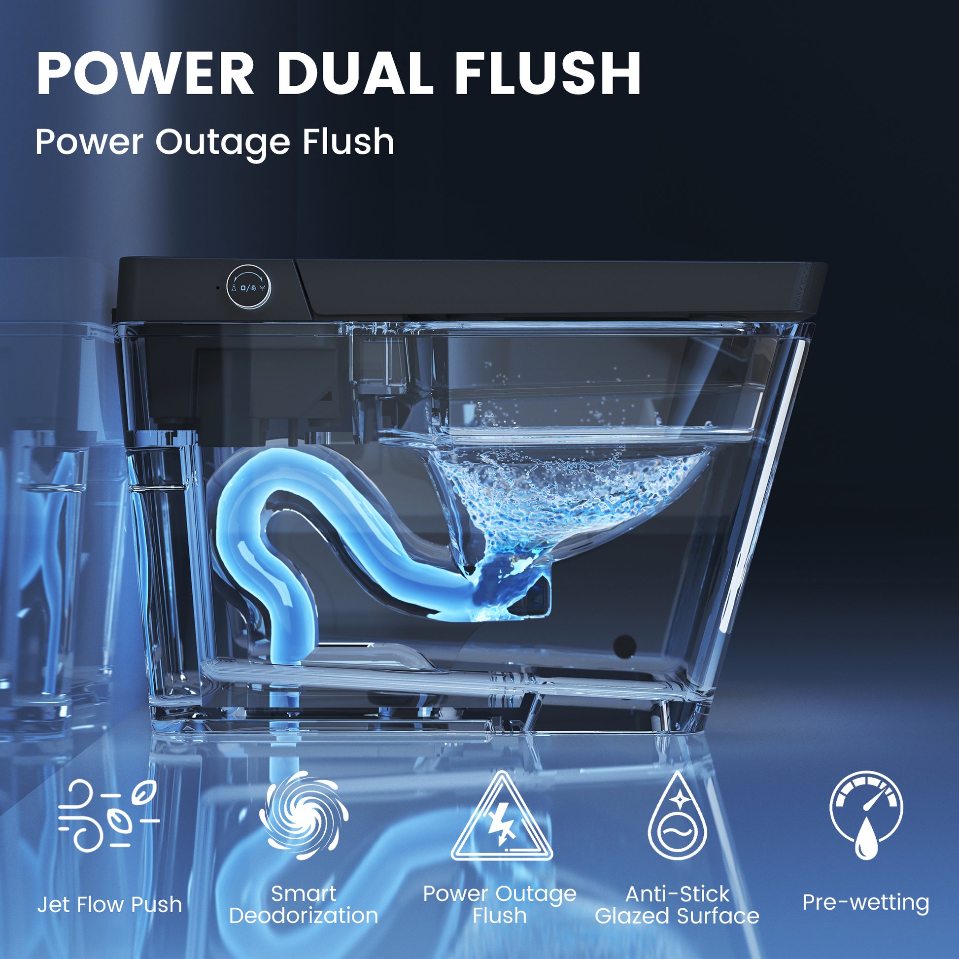Square Smart Bidet Toilet with Heated Seat and Radar Sensor Lid