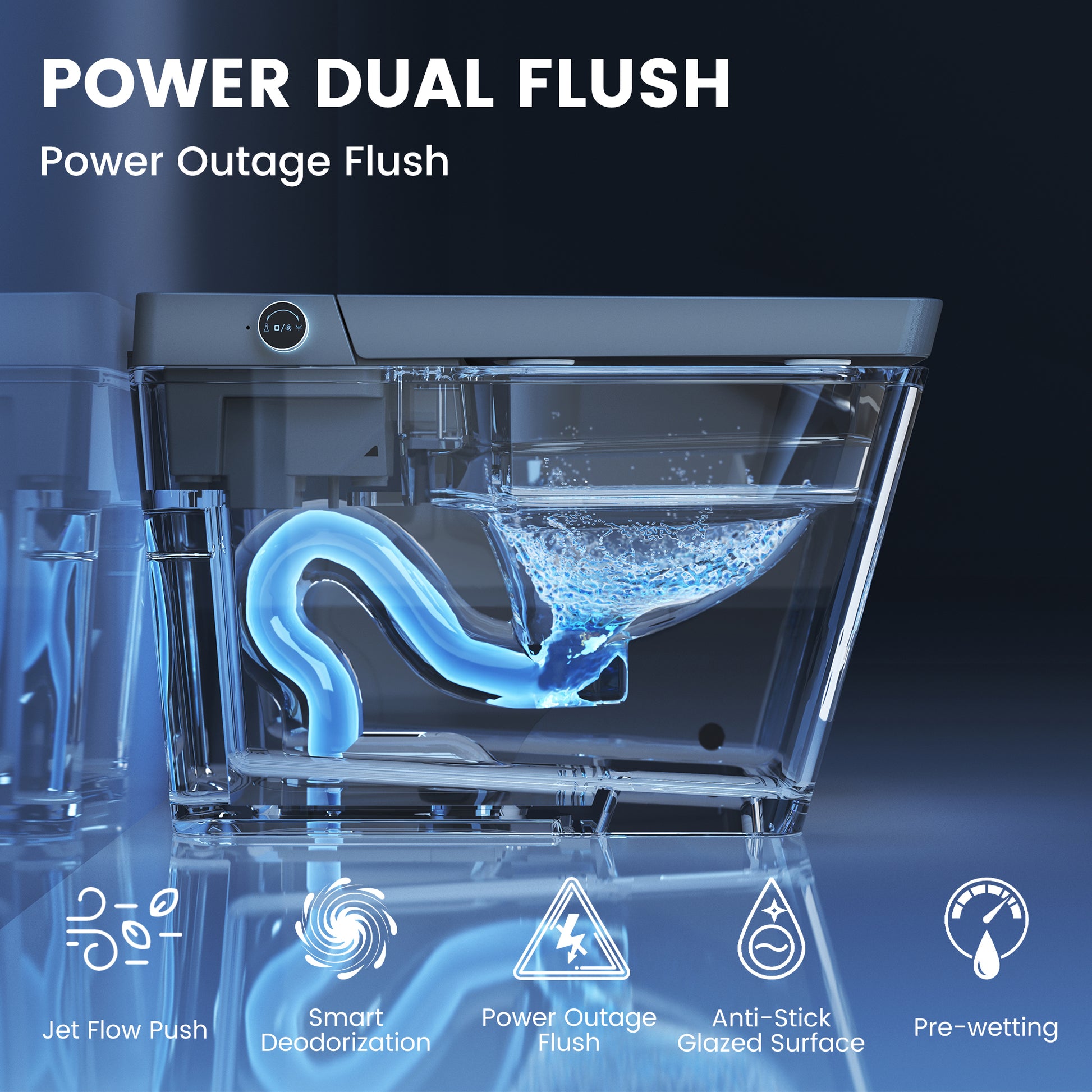 Square Smart Bidet Toilet with Heated Seat and Radar Sensor Lid