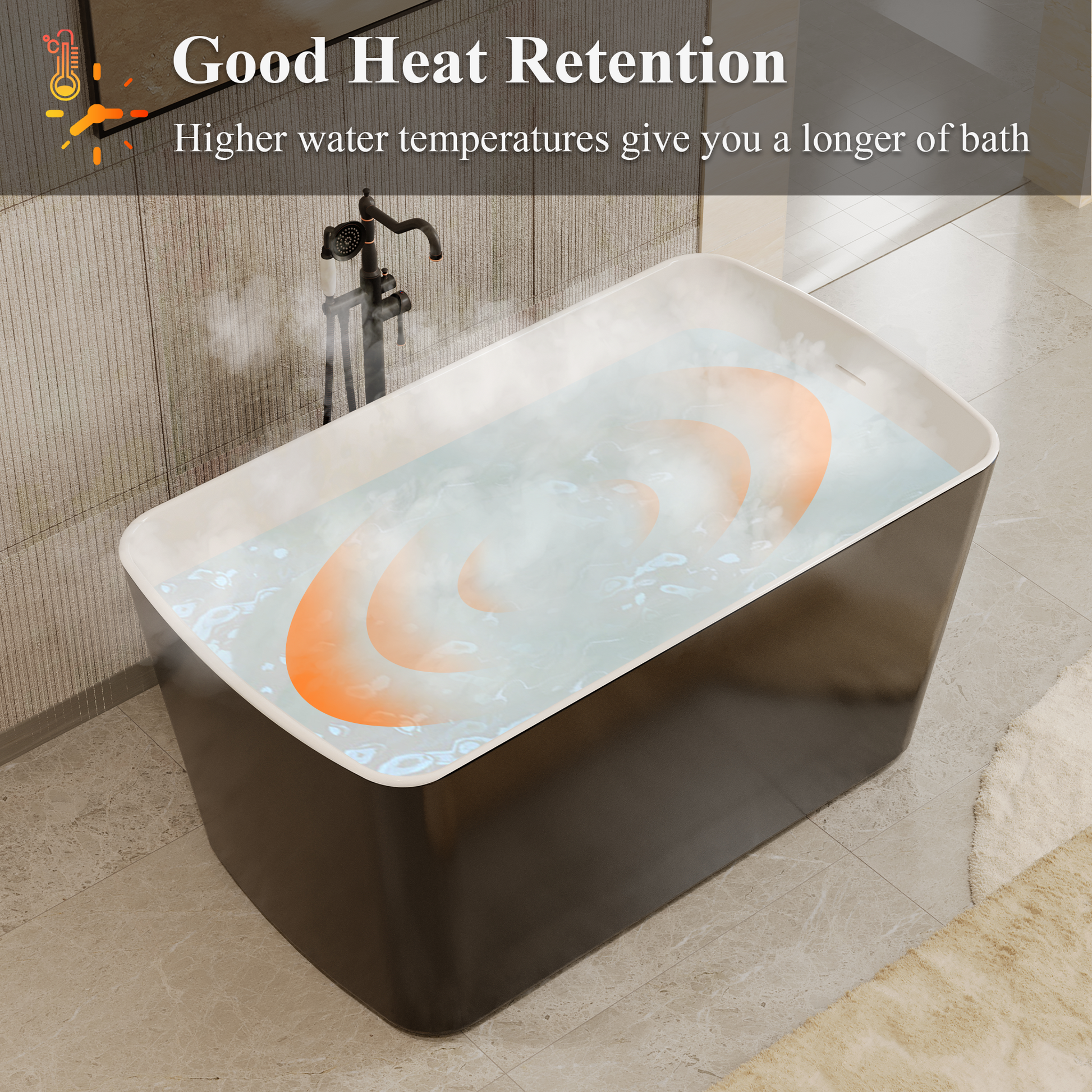 49" Acrylic Freestanding Japanese Soaking Hot Tub with Overflow and Drain