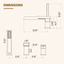 Single-Handle 3 Holes Waterfall Bathtub Filler Faucet with Hand Shower