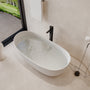 63" Freestanding Solid Surface Stone Bathtub with Symmetrical Moon Design